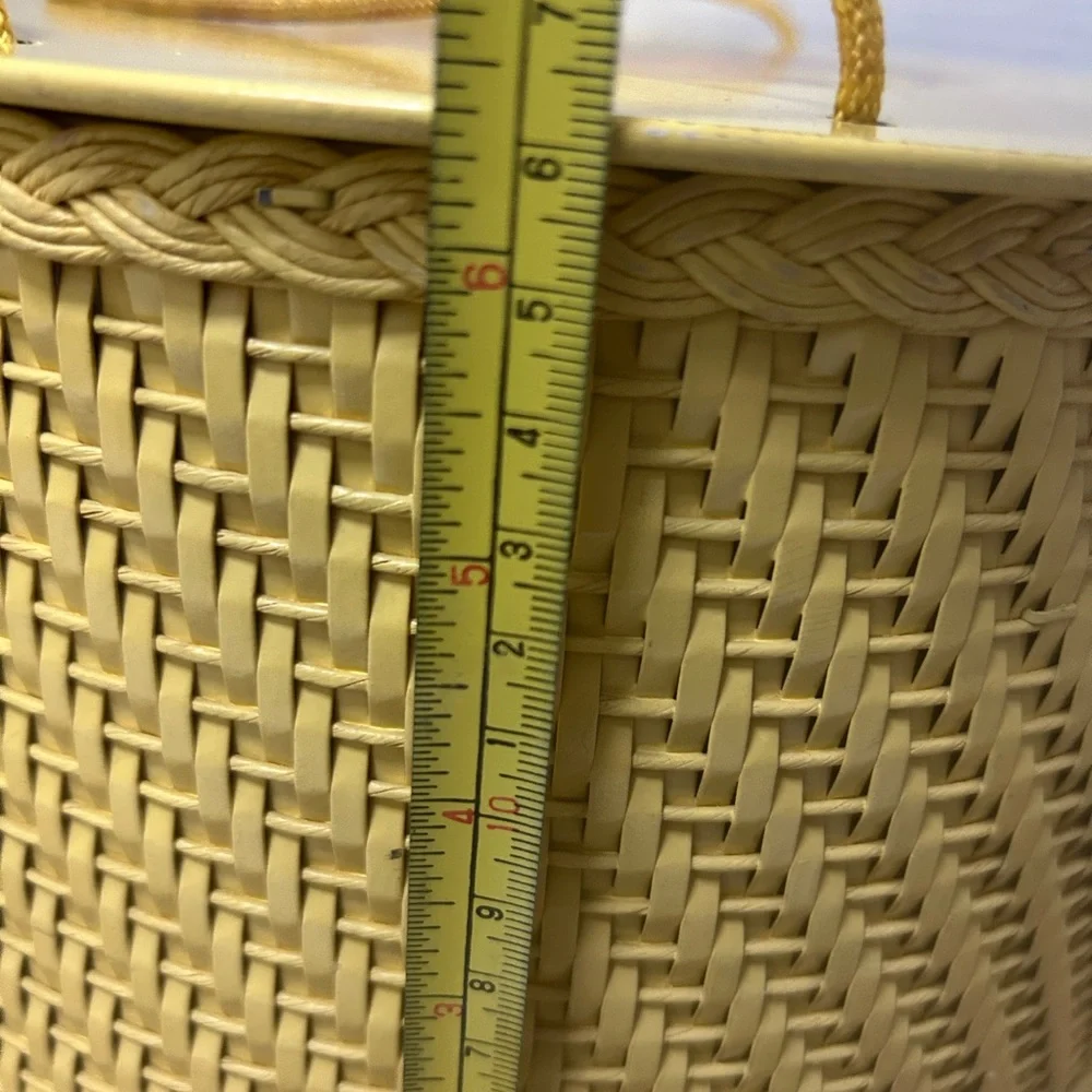 Princess Brand Vintage Round Yellow Wicker Sewing Basket 1940’s - 1950’s. EUC